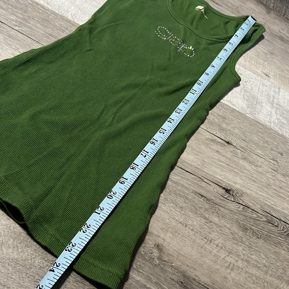 Gap Army Green Ribbed with Rhinestones Tank Top Size Small - Picture 8 of 9